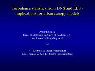 Turbulence statistics from DNS and LES - implications for urban canopy models
