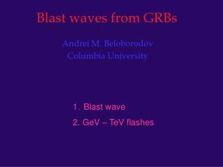 Blast waves from GRBs