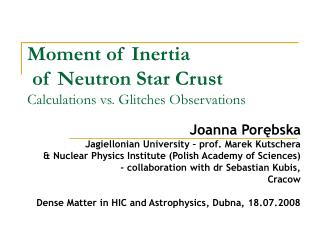 Moment of Inertia of Neutron Star Crust Calculations vs. Glitches Observations