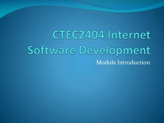 CTEC2404 Internet Software Development