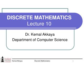 DISCRETE MATHEMATICS Lecture 10