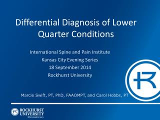 Differential Diagnosis of Lower Quarter Conditions