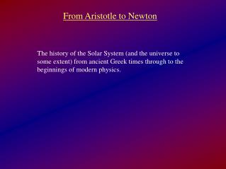 From Aristotle to Newton