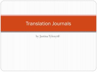 Translation Journals