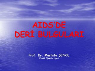 AIDS’DE DERİ BULGULARI Prof. Dr. Mustafa ŞENOL Emekli Öğretim Üyesi