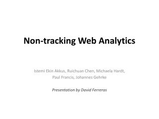 Non-tracking Web Analytics