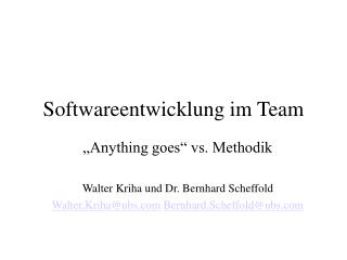 Softwareentwicklung im Team