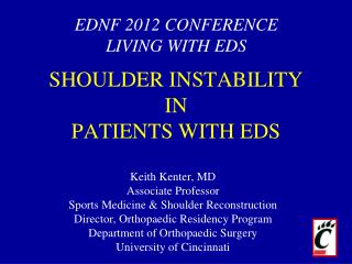 SHOULDER INSTABILITY IN PATIENTS WITH EDS