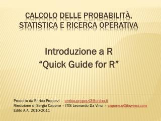 calcolo delle probabilità, STATISTICA e ricerca operativa