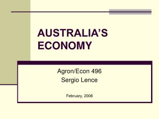 AUSTRALIA’S ECONOMY