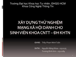 XÂY DỰNG THỬ NGHIỆM MẠNG XÃ HỘI dành cho sinh viên khoa CNTT – ĐH KHTN