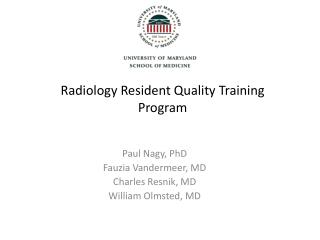 Radiology Resident Quality Training Program