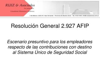 Resolución General 2.927 AFIP