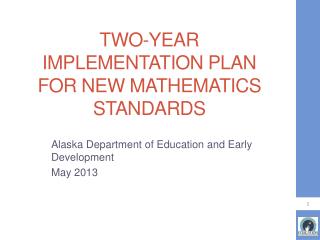 Two-year Implementation Plan for new Mathematics standards