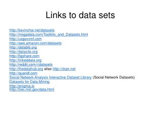 Links to data sets
