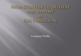 From Strategy to delivery And support by GSN Consulting