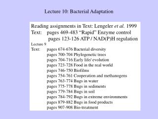 Lecture 10: Bacterial Adaptation