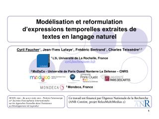 Modélisation et reformulation d’expressions temporelles extraites de textes en langage naturel
