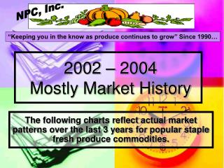 2002 – 2004 Mostly Market History