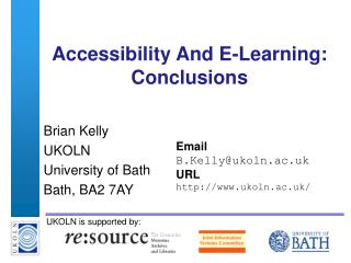 Accessibility And E-Learning: Conclusions
