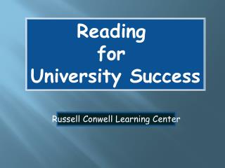 Reading for University Success