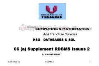 06 (a) Supplement RDBMS Issues 2