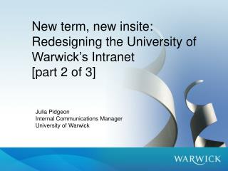 New term, new insite : Redesigning the University of Warwick’s Intranet [part 2 of 3]