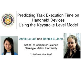 Predicting Task Execution Time on Handheld Devices Using the Keystroke Level Model