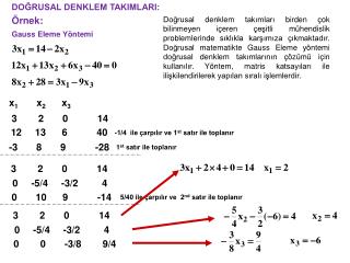 DOĞRUSAL DENKLEM TAKIMLARI: