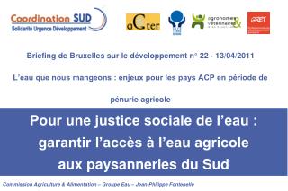 Commission Agriculture &amp; Alimentation – Groupe Eau – Jean-Philippe Fontenelle