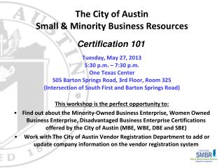 The City of Austin Small &amp; Minority Business Resources