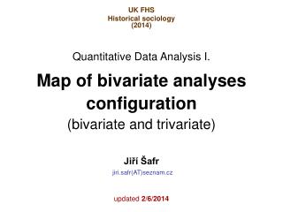 Map of bivariate analyses configuration (bivariate and trivariate)