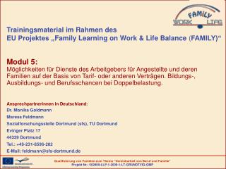 Trainingsmaterial im Rahmen des EU Projektes „ Family Learning on Work &amp; Life Balance ( FAMILY)“
