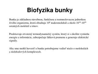 Biofyzika bunky