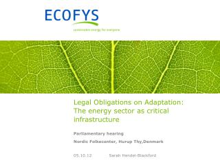 Legal Obligations on Adaptation: The energy sector as critical infrastructure