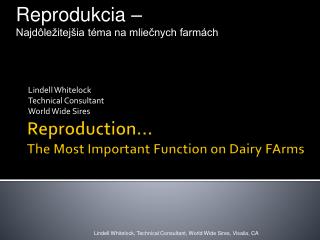 Reproduction… The Most Important Function on Dairy FArms