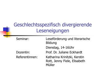 Geschlechtsspezifisch divergierende Leseneigungen