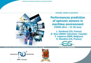 Performances prediction of optronic sensors in maritime environment ITBMS 2011 – 27-30 June