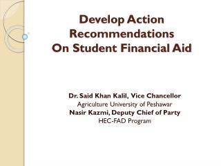 Develop Action Recommendations On Student Financial Aid