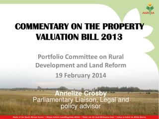 COMMENTARY ON THE PROPERTY VALUATION BILL 2013