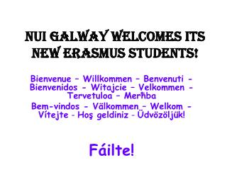 NUI GALWAY WELCOMES ITS NEW ERASMUS STUDENTS!