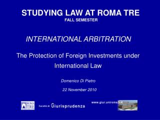 STUDYING LAW AT ROMA TRE FALL SEMESTER