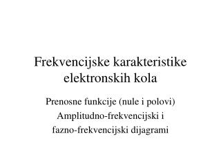 Frekvencijske karakteristike elektronskih kola