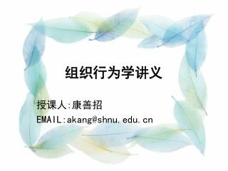 组织行为学讲义