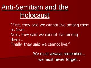 Anti-Semitism and the Holocaust