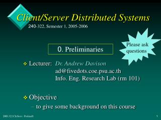 Client/Server Distributed Systems