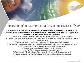 Relaxation of intracenter excitations in monoisotopic 28 Si:P