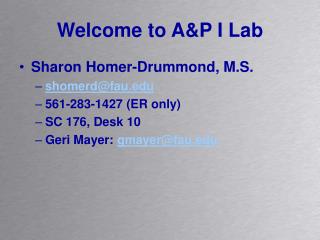 Welcome to A&amp;P I Lab