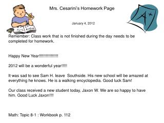 Mrs. Cesarini’s Homework Page