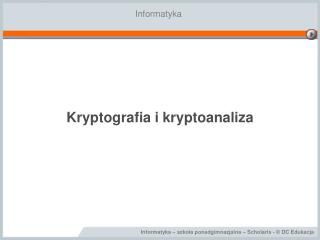 Kryptografia i kryptoanaliza